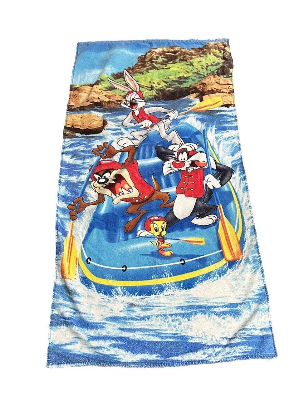 Vintage 2002 Bugs Bunny Sylvester Taz Tweety Bird Looney Tunes Beach Towel
